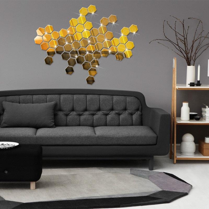 HexaMirrors: The Ultimate 3D Wall Stickers - Reflect Your Style with Modern Elegance - HomeFeelz Online store